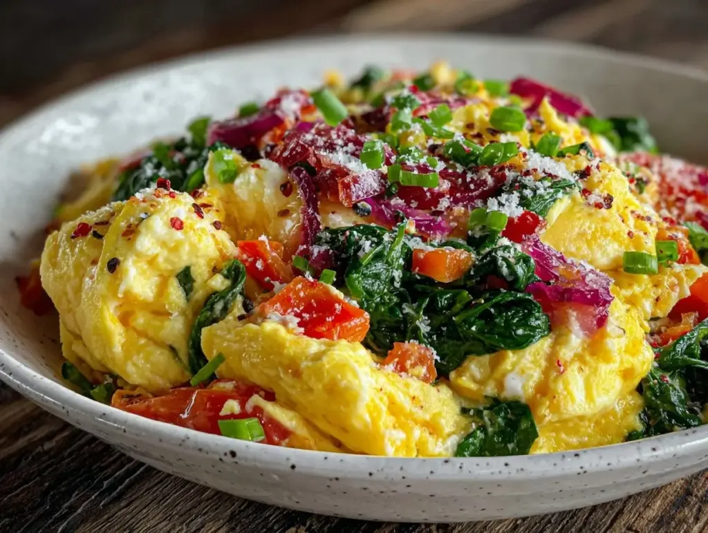 healthy high-protein egg white veggie scramble - featured image