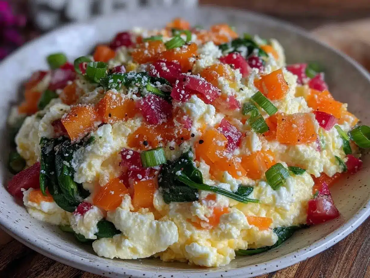 healthy high-protein egg white veggie scramble preparation steps