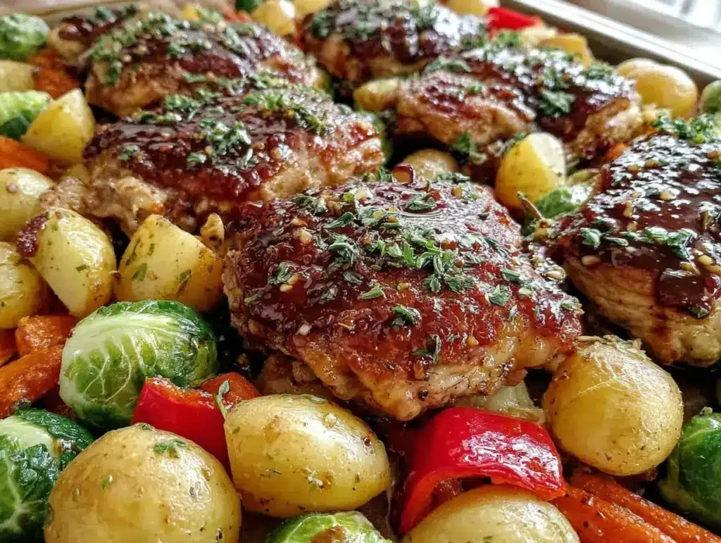 honey balsamic sheet pan chicken - featured image