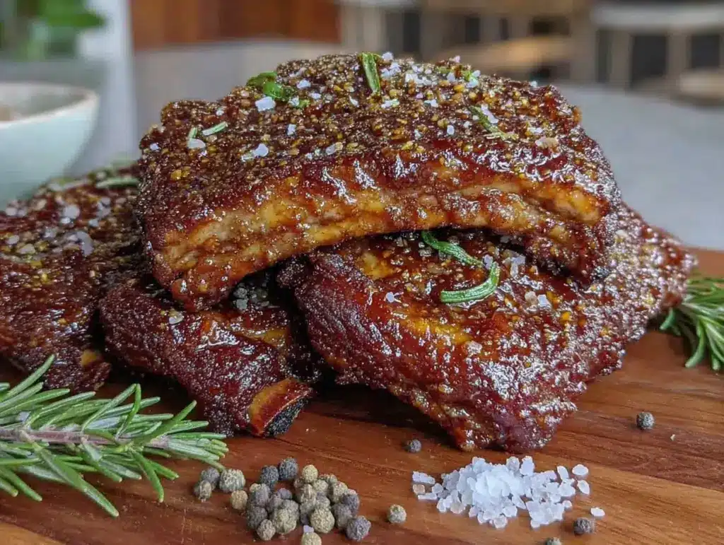 honey bourbon glazed pork ribs - featured image