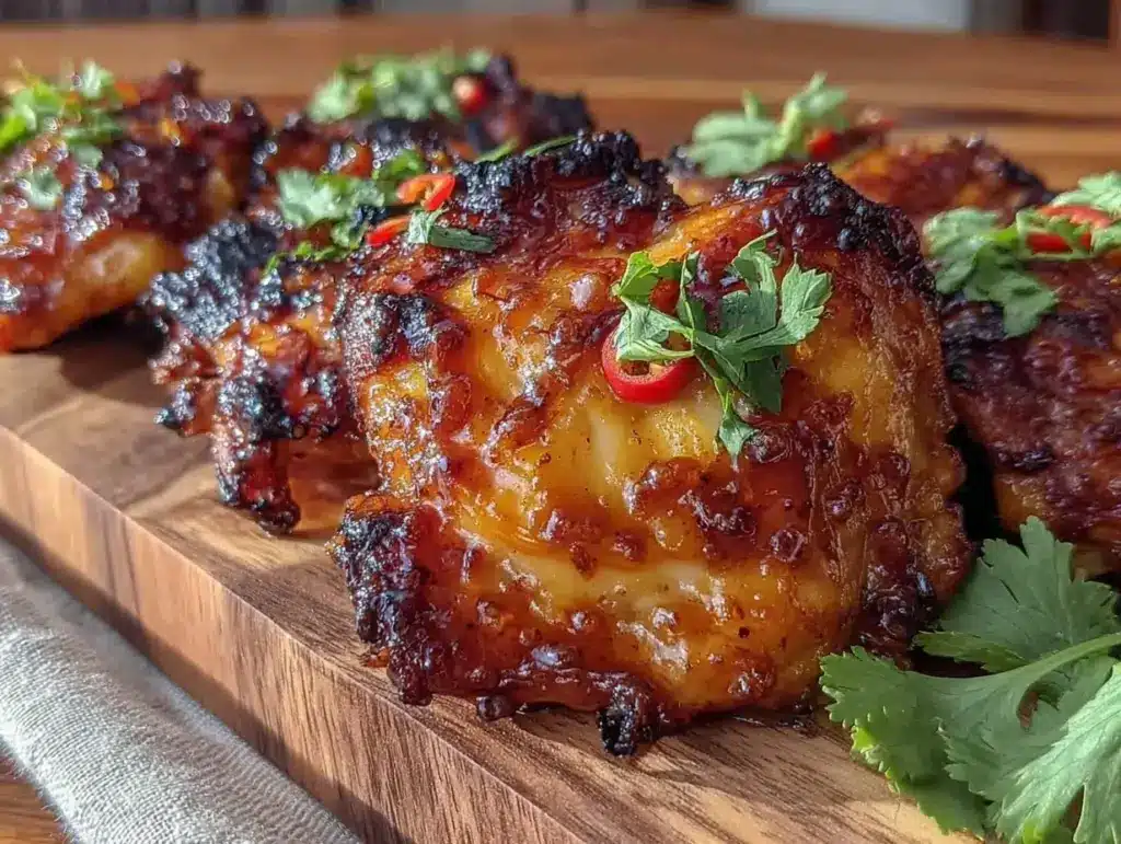honey sriracha glazed grilled chicken thighs - featured image