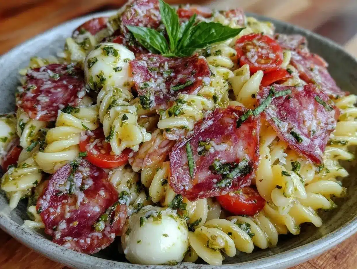 Italian pasta salad preparation steps