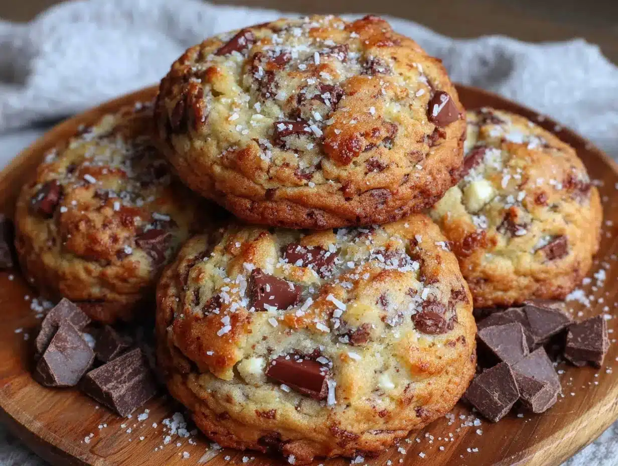 Levain-style dark and white chocolate cookies preparation steps