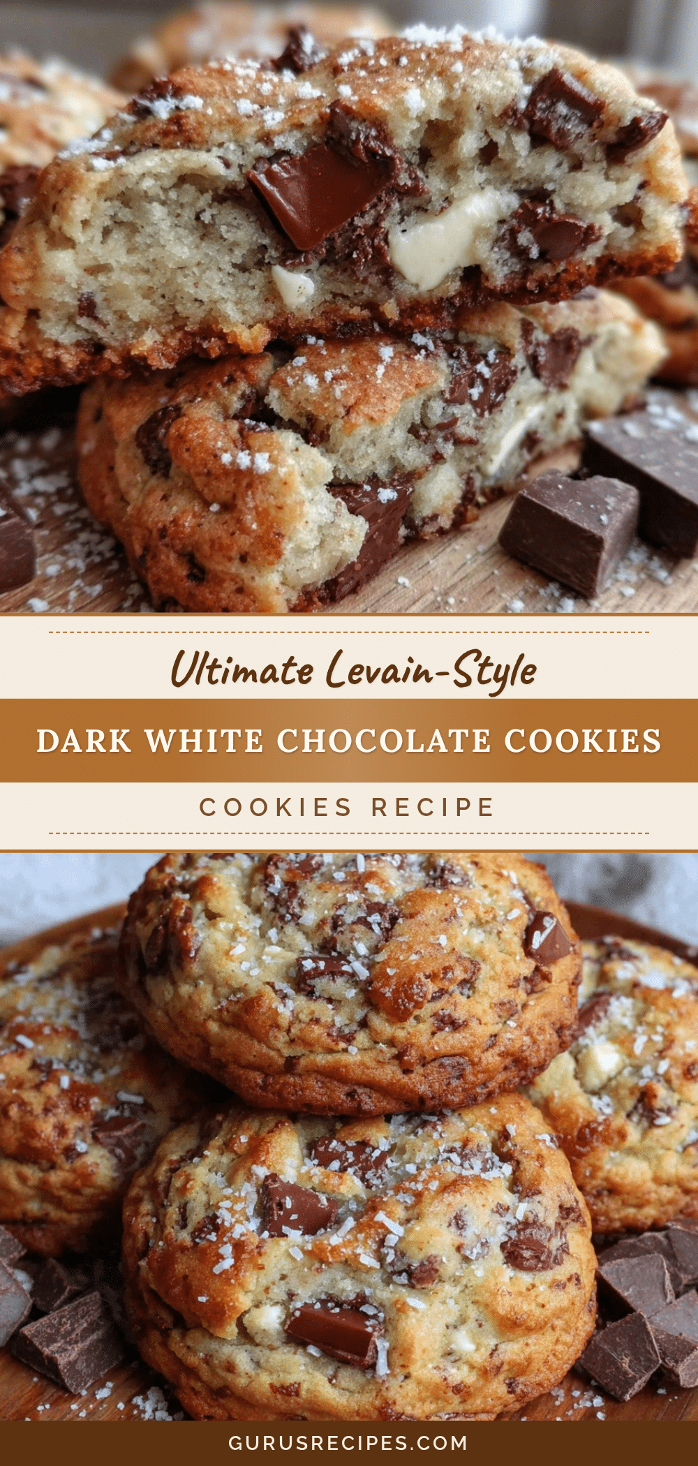 Levain-style dark and white chocolate cookies recipe