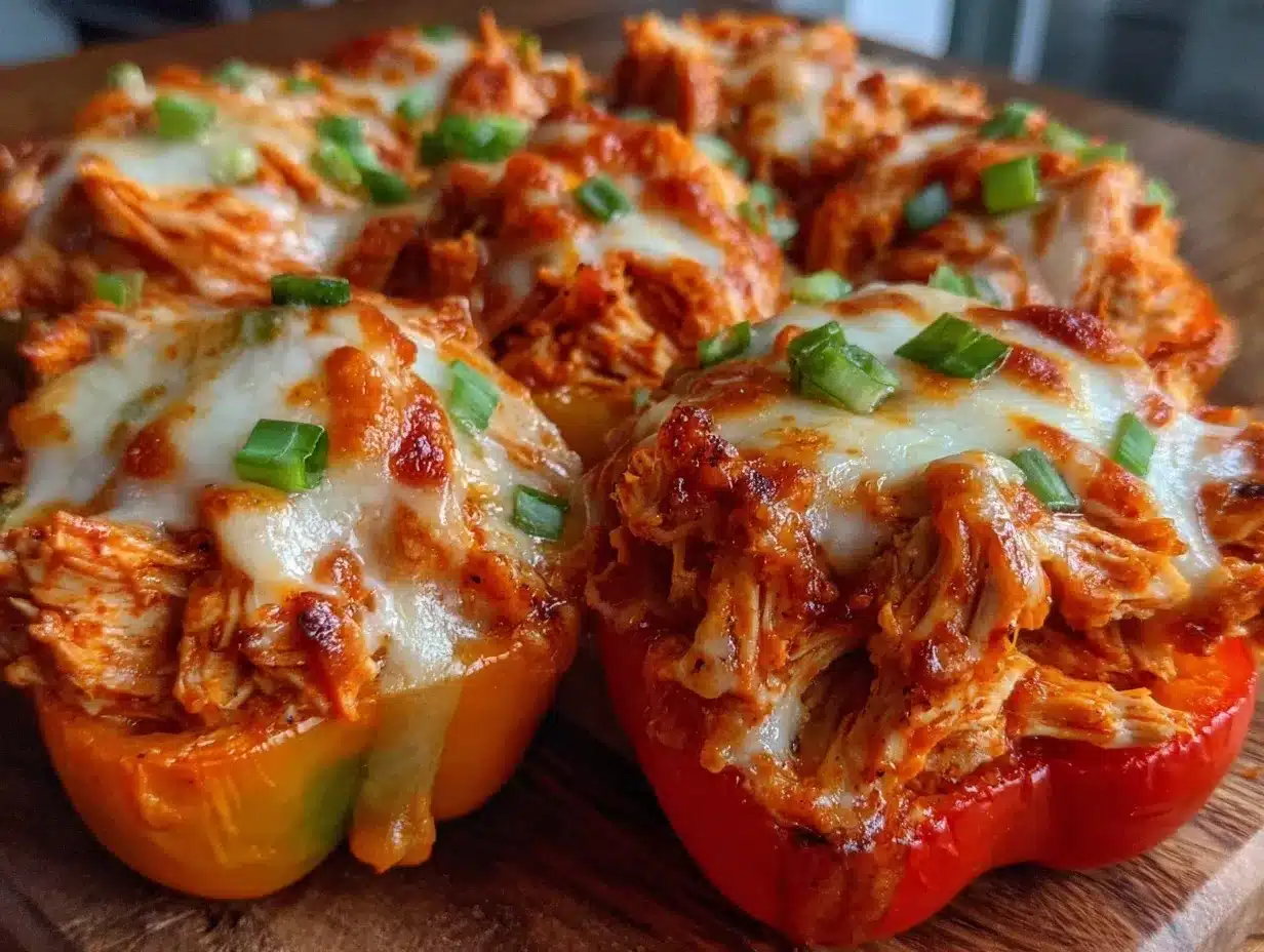 low-carb buffalo chicken stuffed peppers preparation steps