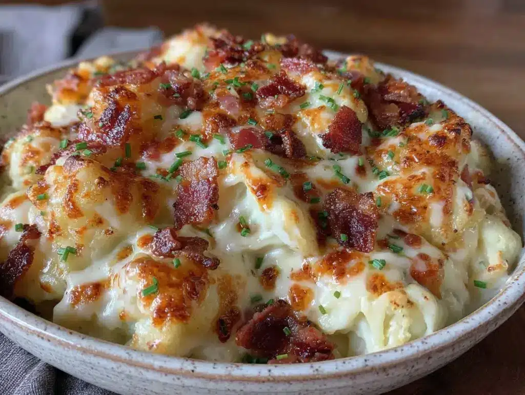 low carb cauliflower mac and cheese - featured image