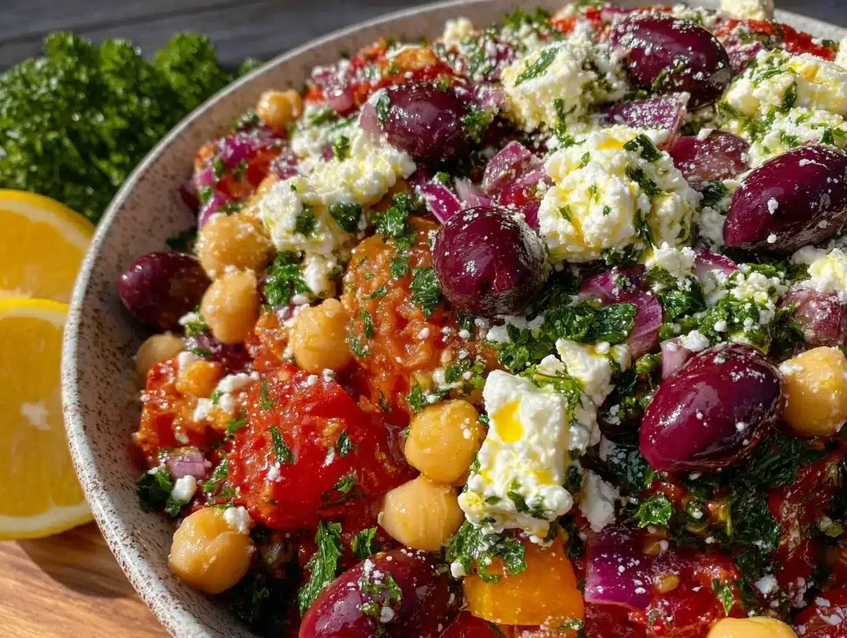 Mediterranean chickpea salad preparation steps