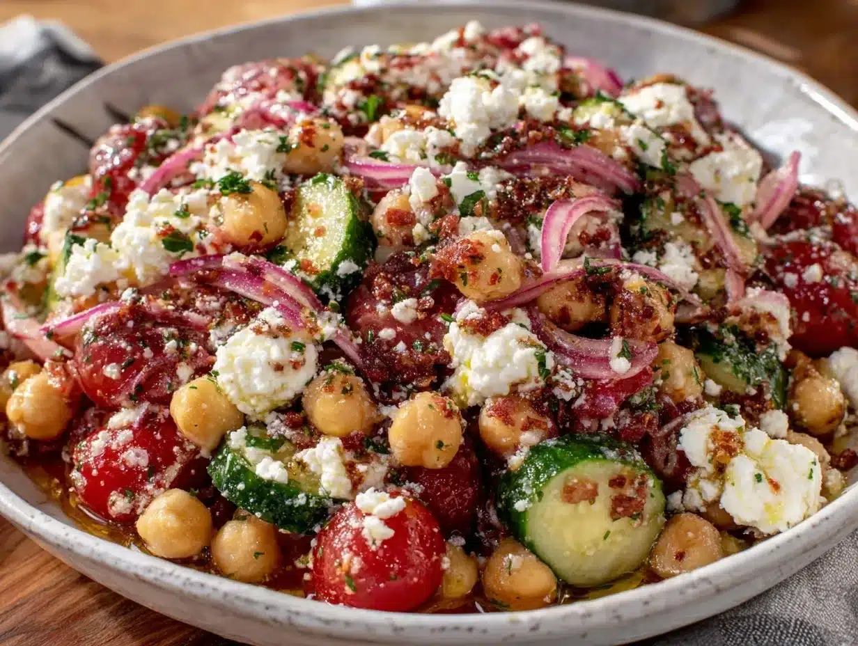 Mediterranean chickpea salad preparation steps