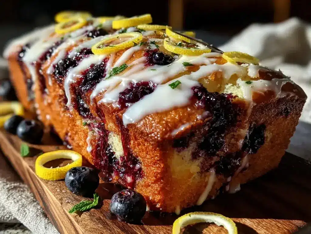 moist lemon blueberry pound cake - featured image