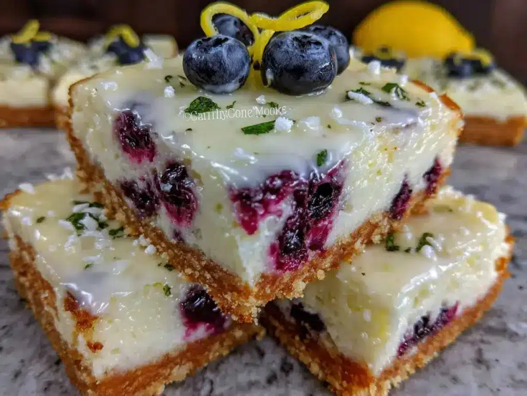no-bake blueberry lemon cheesecake bars - featured image