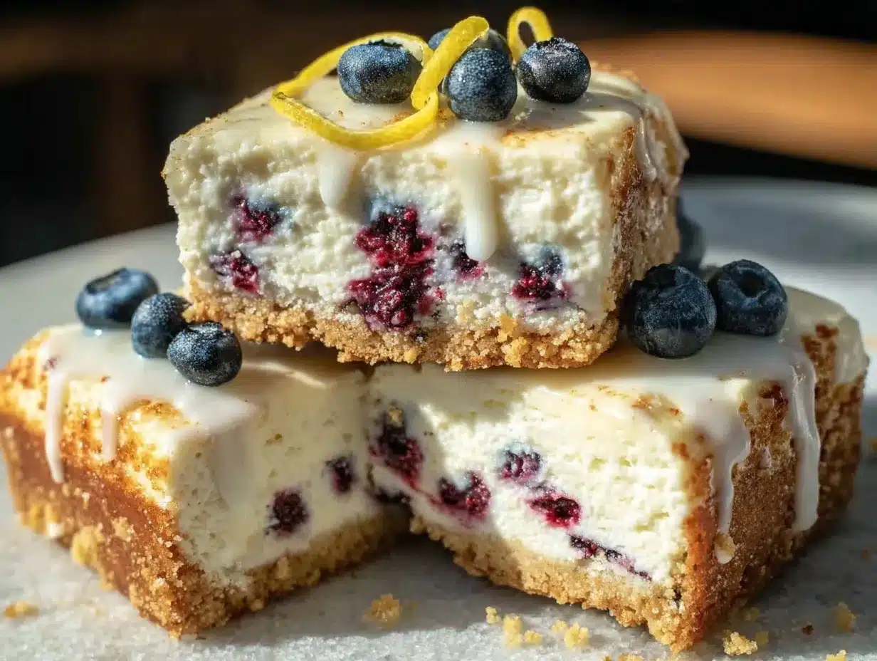 no-bake blueberry lemon cheesecake bars preparation steps