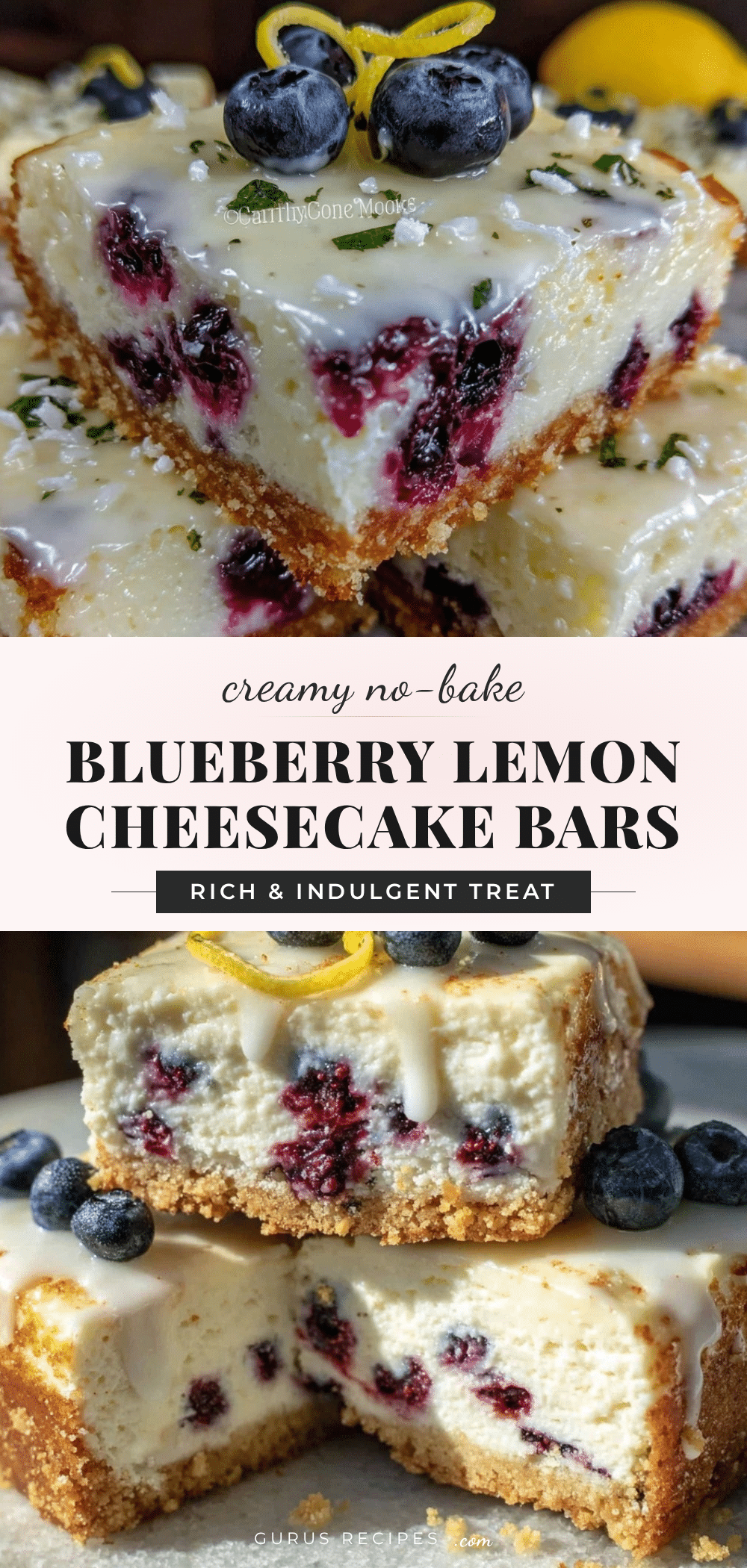 no-bake blueberry lemon cheesecake bars recipe