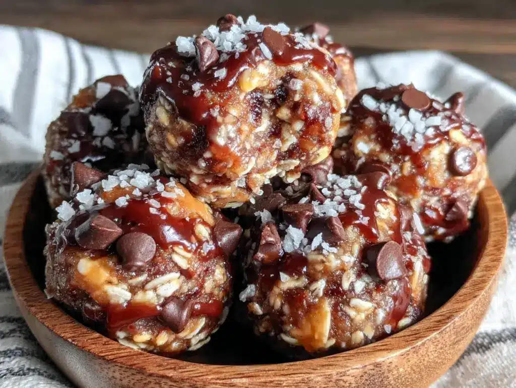 no-bake chocolate peanut butter energy balls - featured image