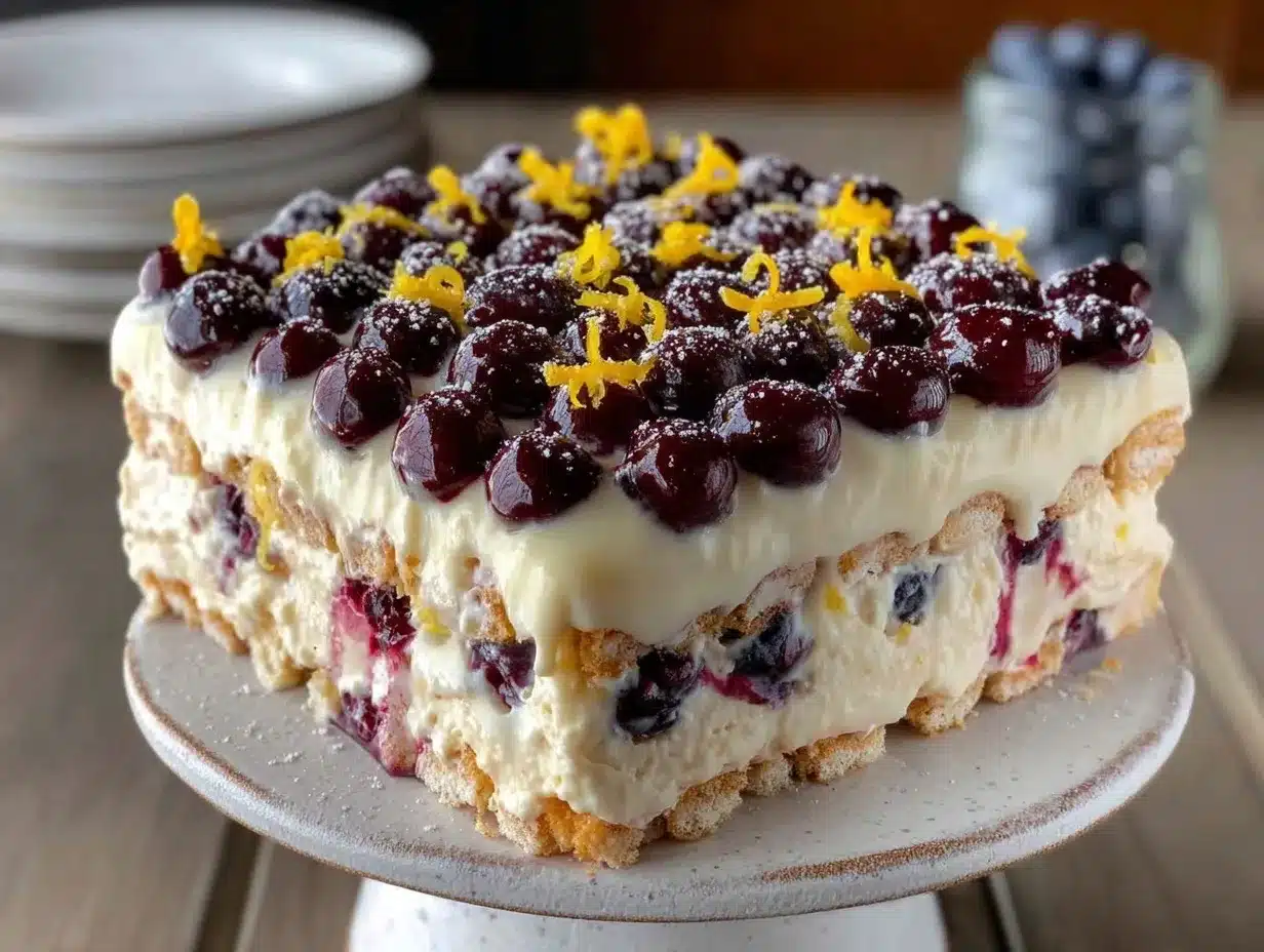 no-bake lemon blueberry icebox cake preparation steps