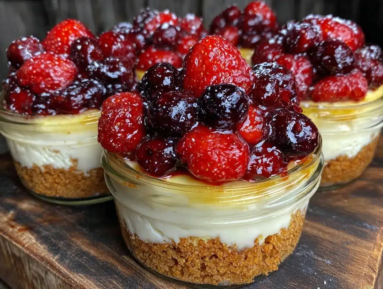 no-bake mixed berry cheesecake cups preparation steps