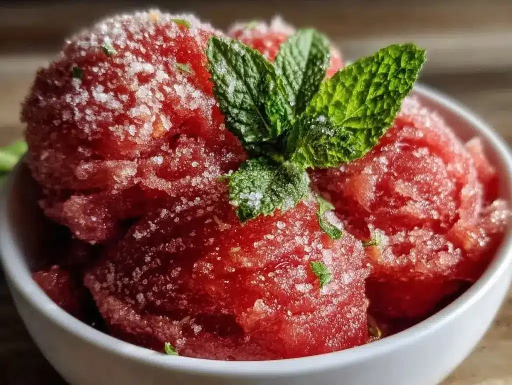 no-churn watermelon mint sorbet - featured image