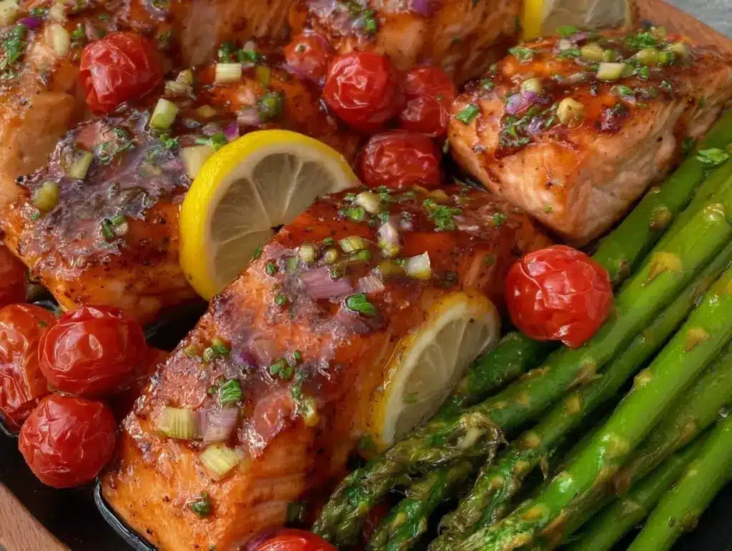 one-pan lemon garlic butter salmon - featured image