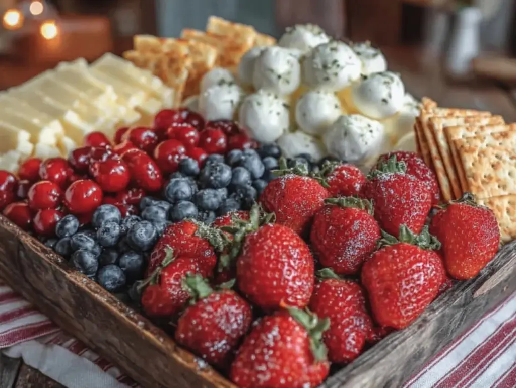patriotic american flag charcuterie board - featured image
