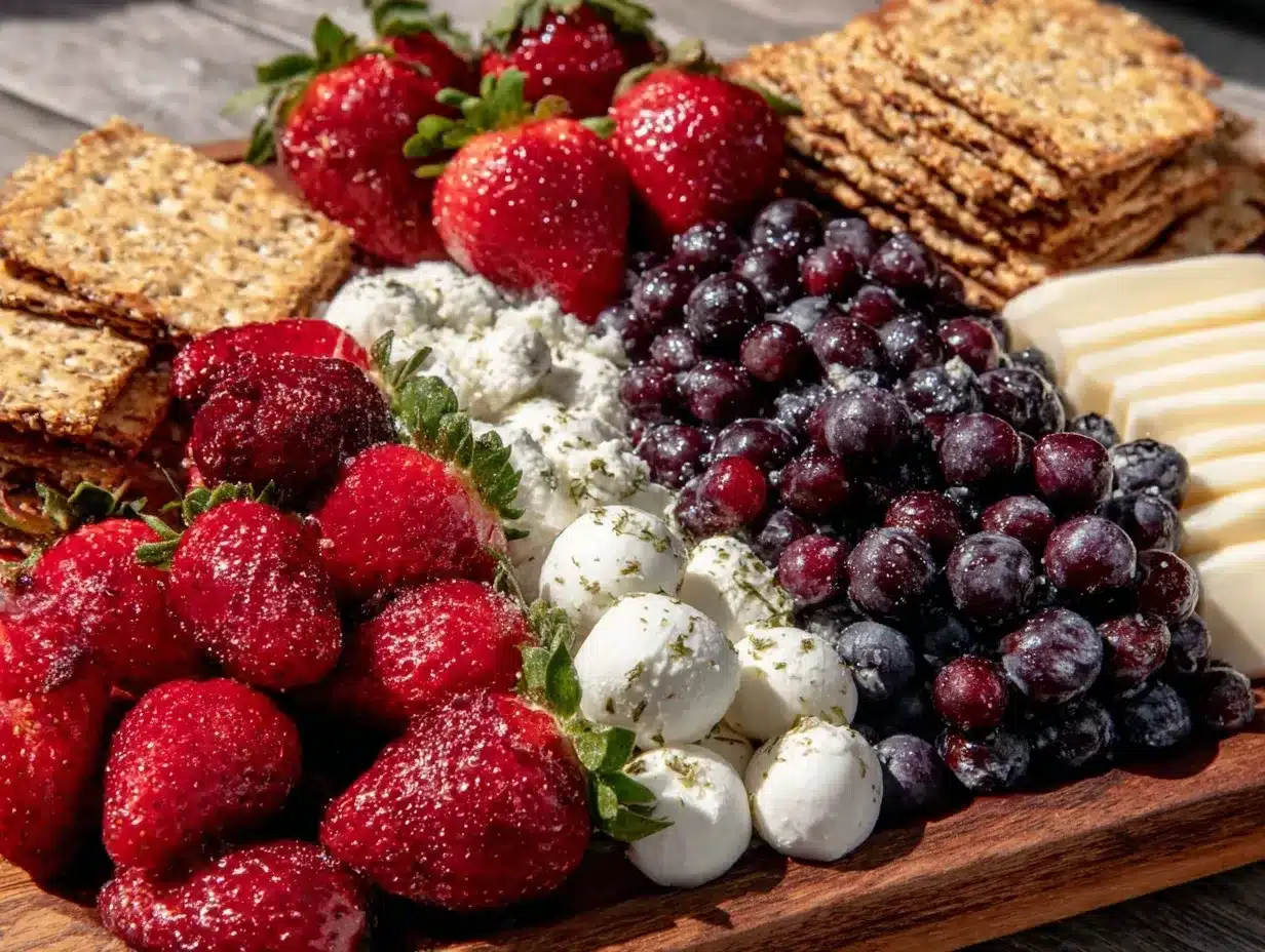 patriotic american flag charcuterie board preparation steps