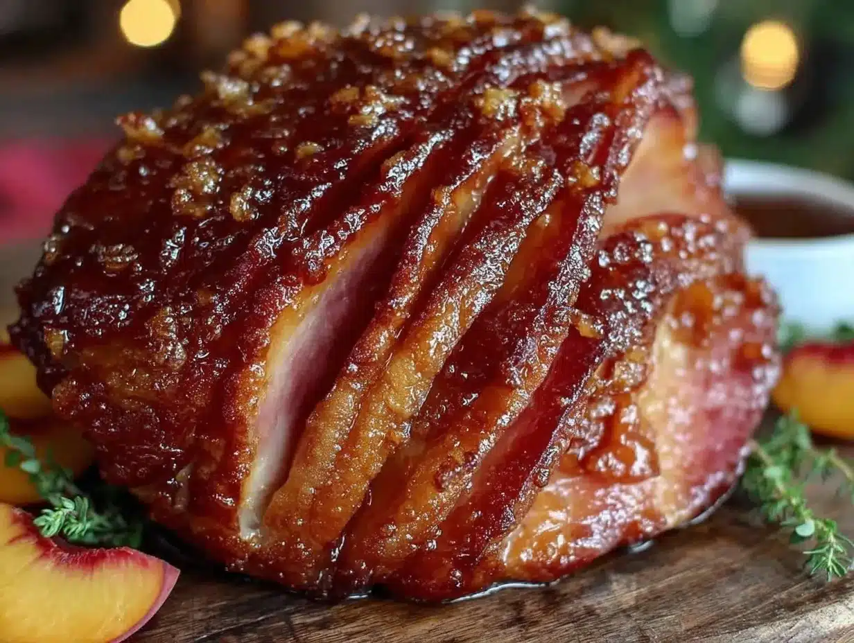 peach bourbon glazed ham preparation steps