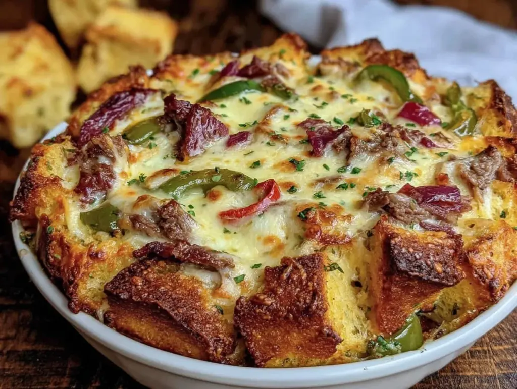philly cheesesteak casserole - featured image