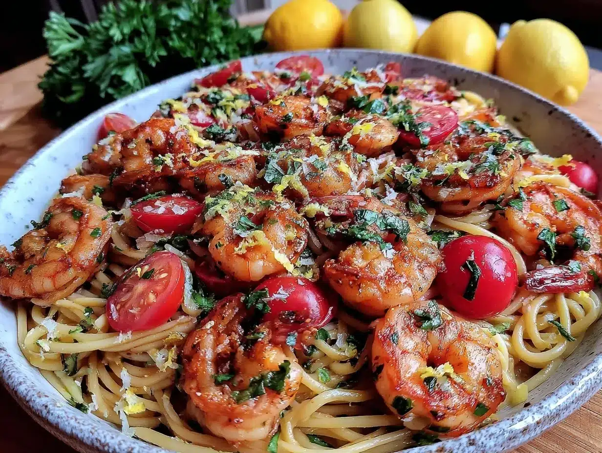 quick lemon garlic shrimp pasta preparation steps