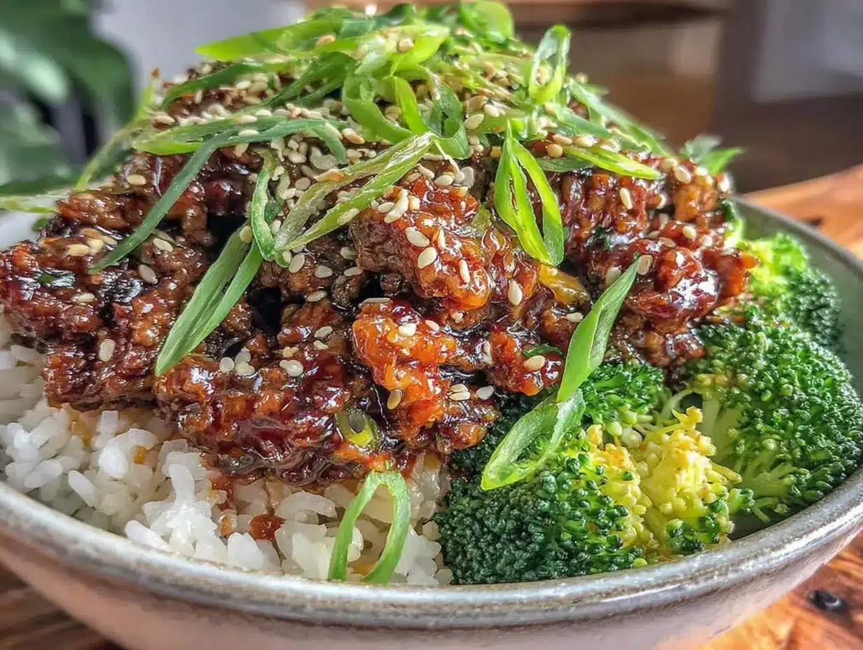 quick savory korean ground beef bowl preparation steps