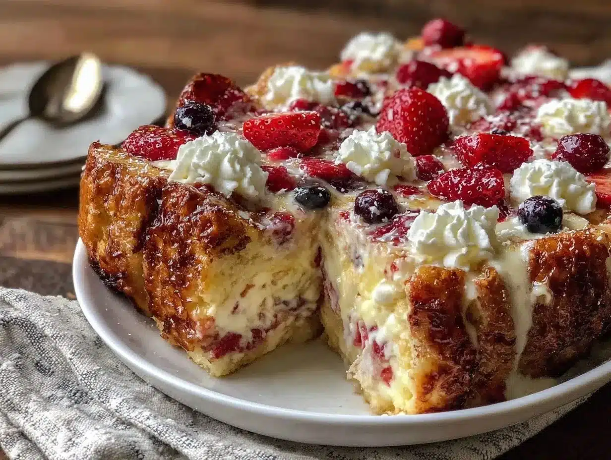 red white and blue french toast bake preparation steps