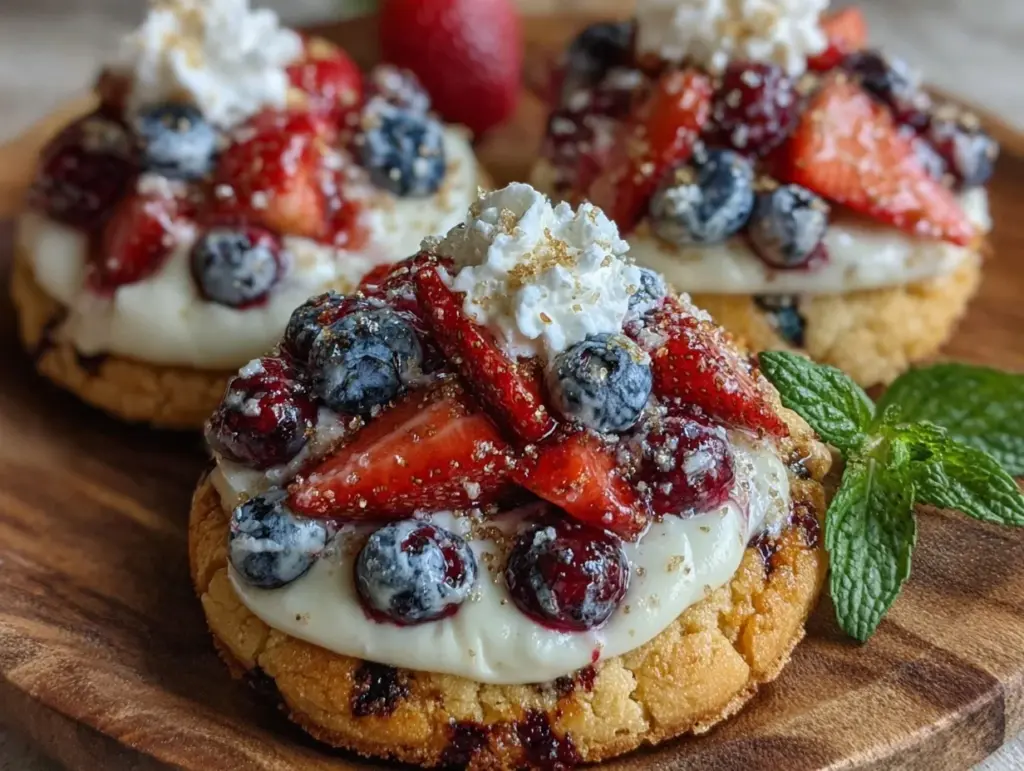 red white blue berry fruit pizza cookie - featured image