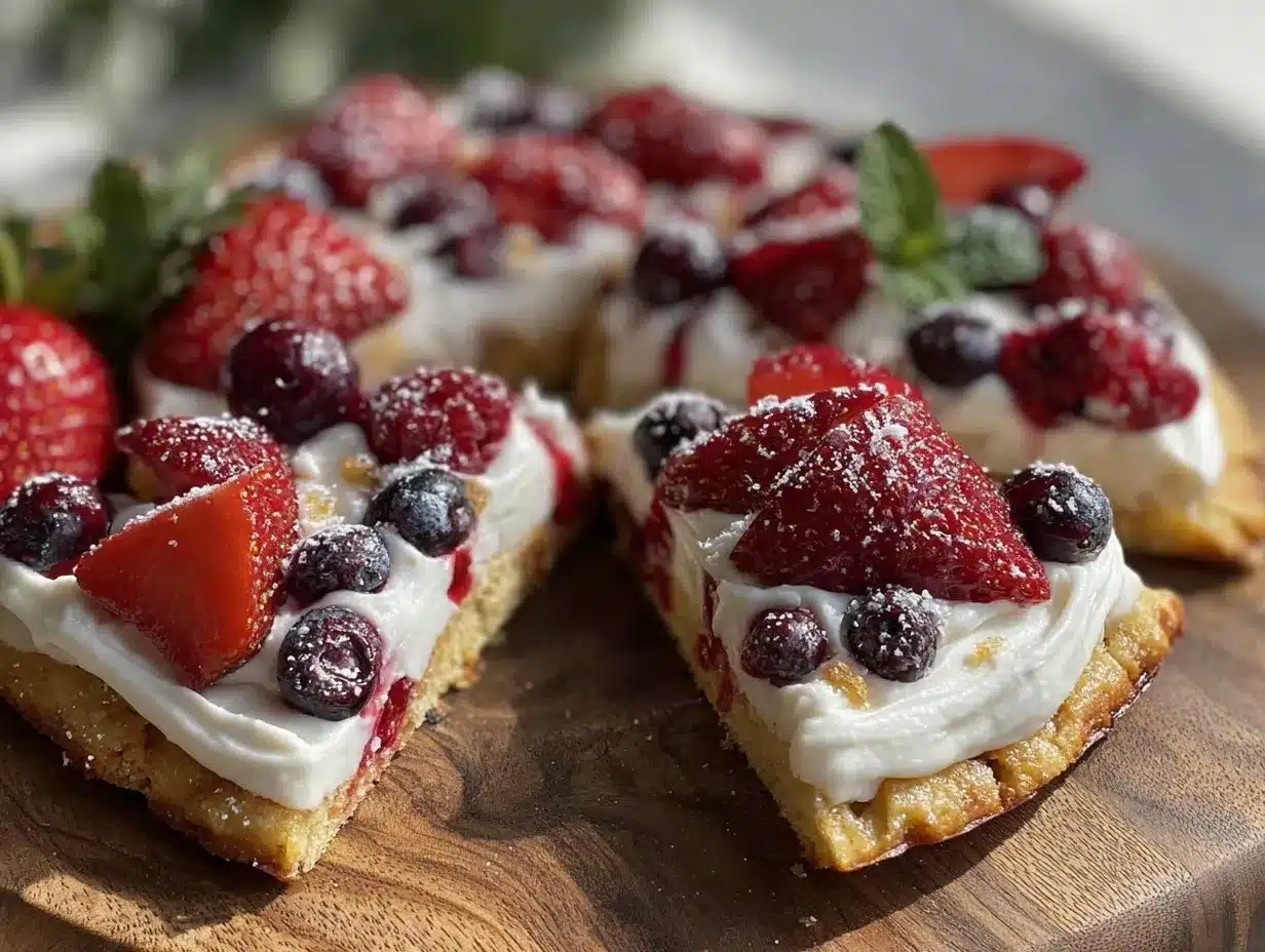 red white blue berry fruit pizza cookie preparation steps