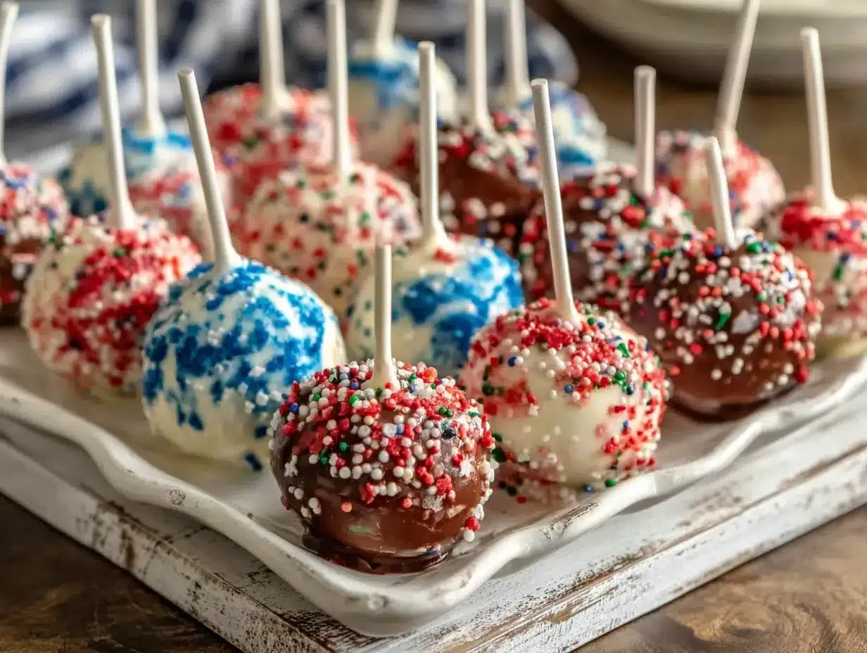 red white blue cake pops preparation steps