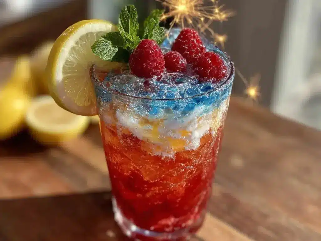 red white blue vodka lemonade cocktail - featured image