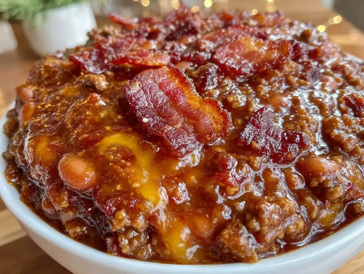 smoked baked beans with ground beef and bacon preparation steps