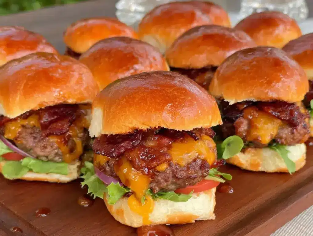 smoked cheddar bacon burger sliders - featured image