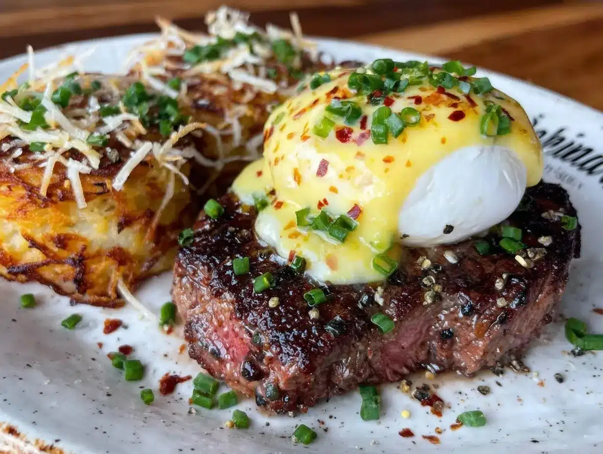 steak and eggs benedict preparation steps