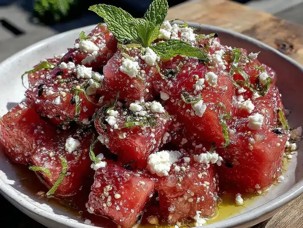 watermelon feta mint salad - featured image