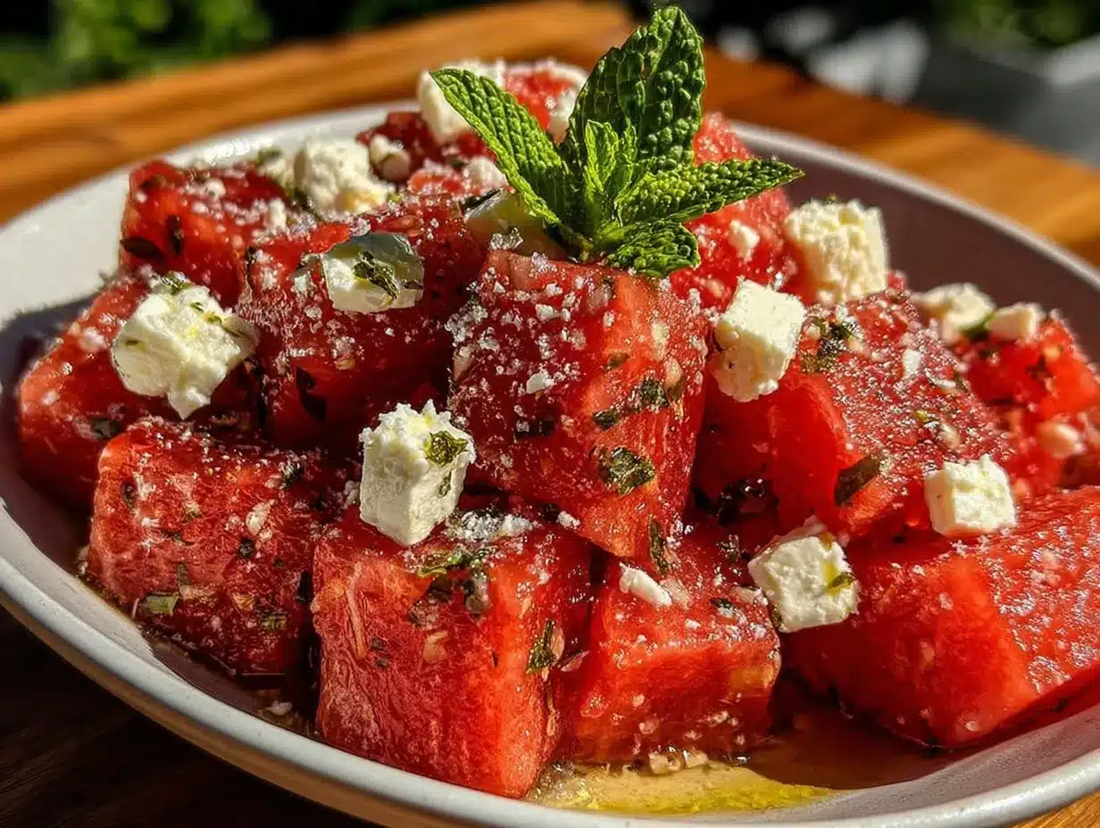 watermelon feta mint salad preparation steps