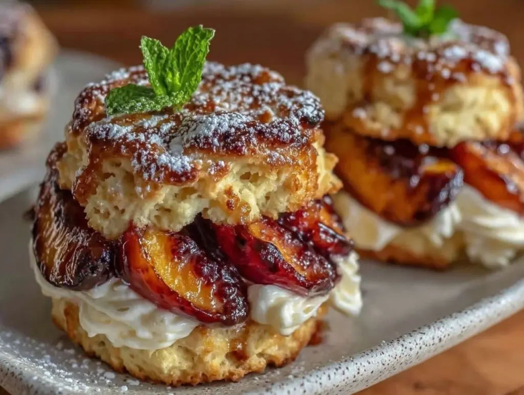 brown sugar grilled peach shortcake - featured image