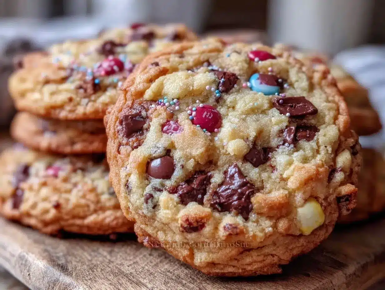 chewy giant M&M chocolate chip cookies preparation steps