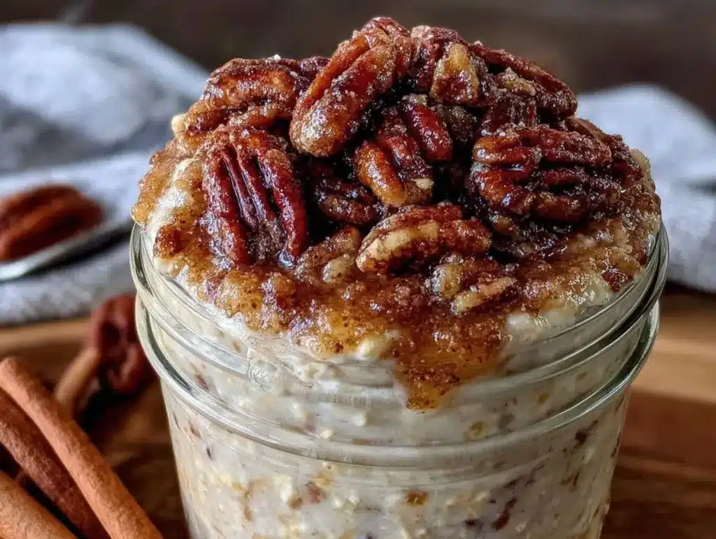 creamy apple cider overnight oats - featured image