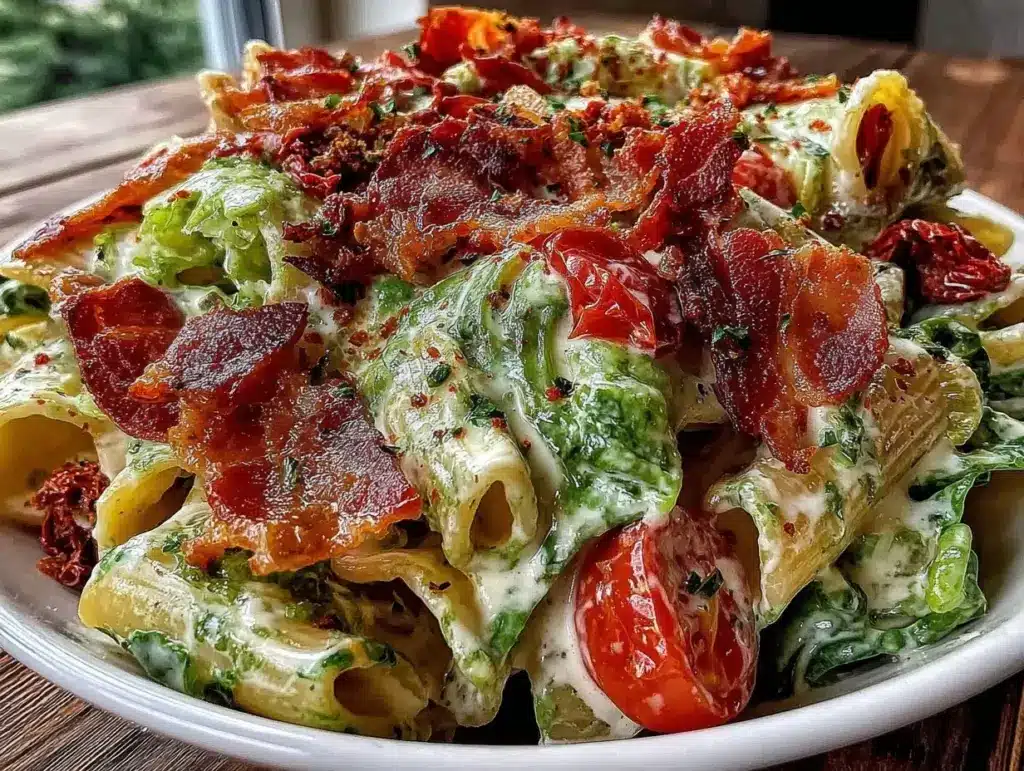 creamy blt pasta salad - featured image