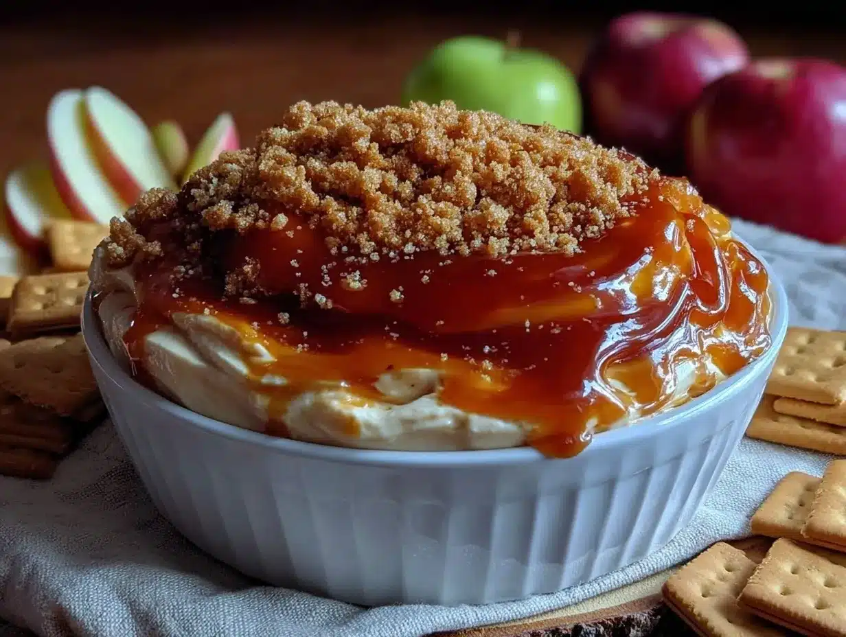 creamy caramel apple cheesecake dip preparation steps