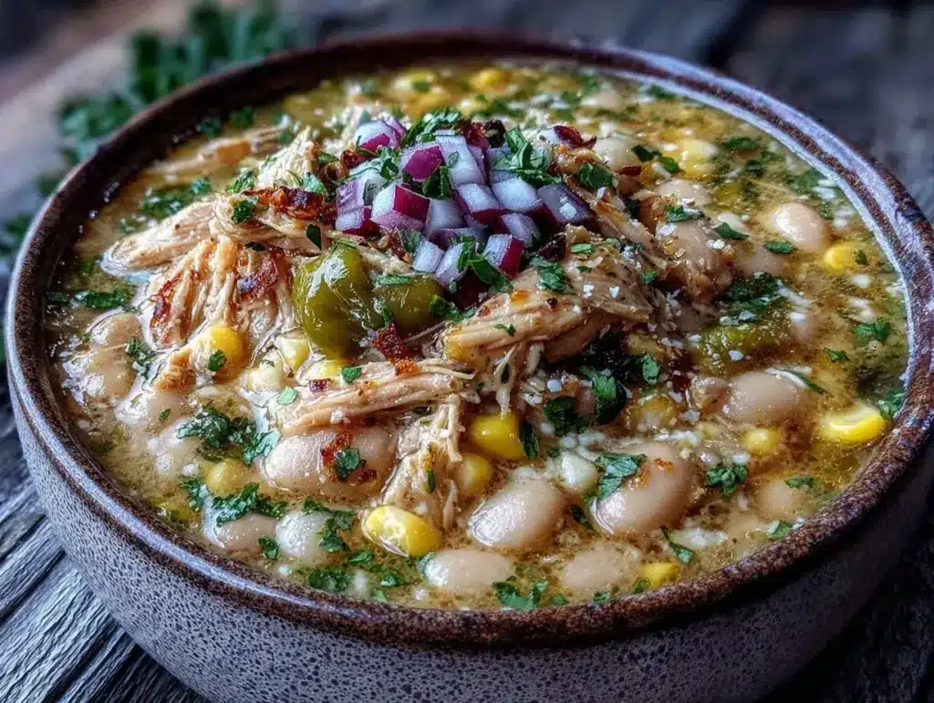 creamy crockpot white bean chicken chili - featured image