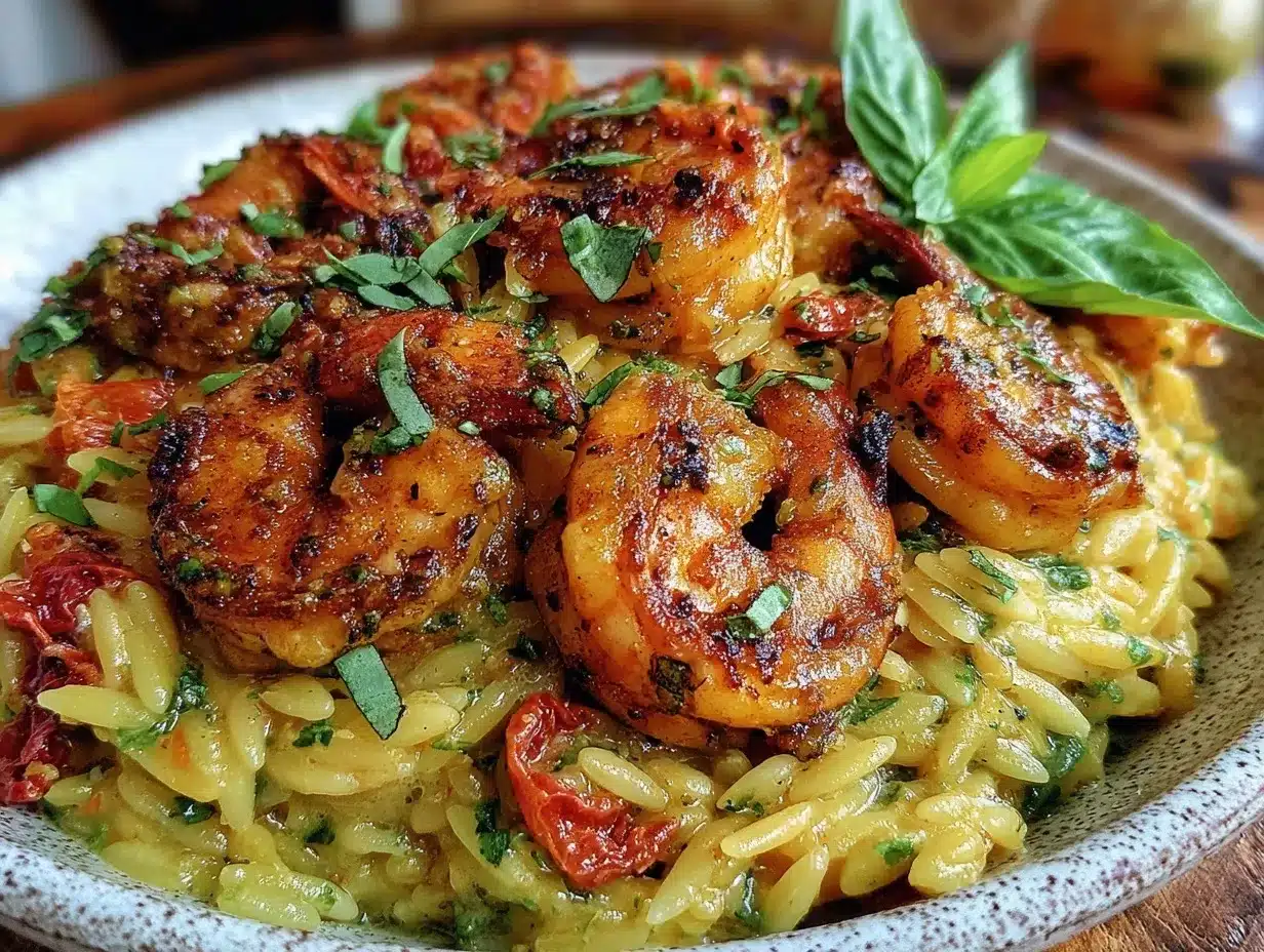creamy garlic butter shrimp orzo preparation steps
