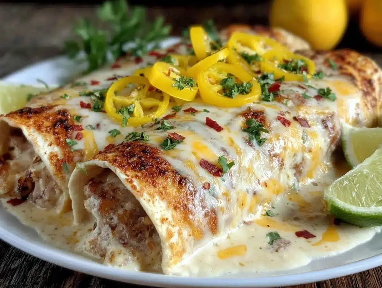 creamy green chile chicken enchiladas preparation steps