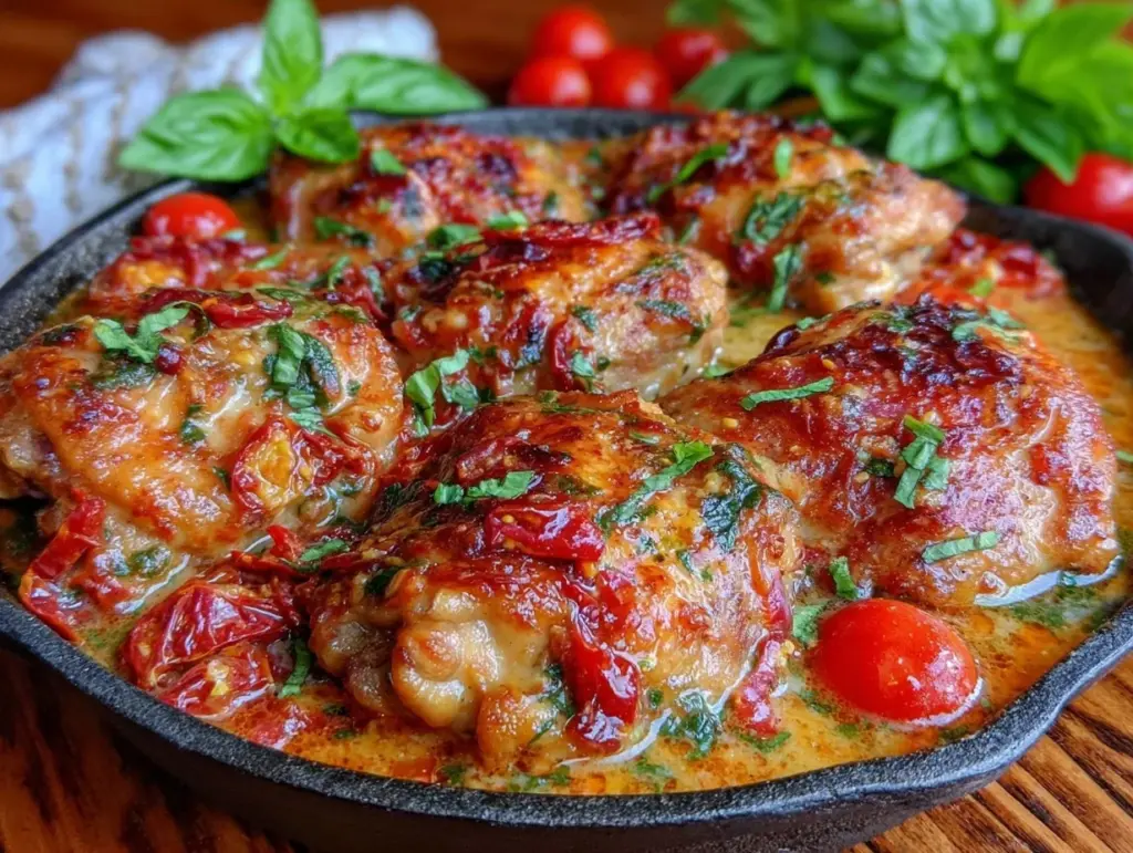 creamy one-skillet chicken thighs - featured image