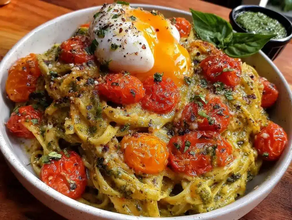 creamy pesto pasta - featured image