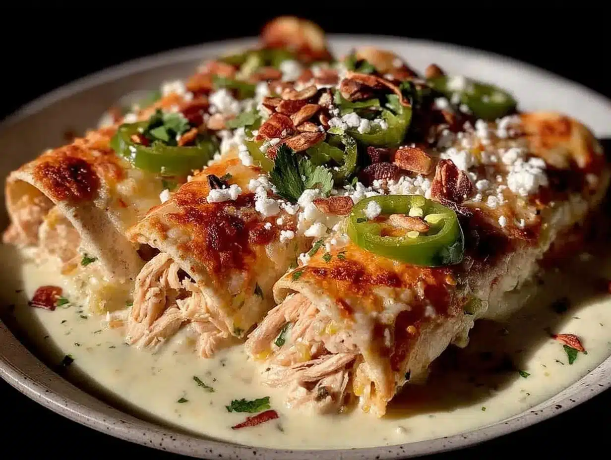 creamy roasted hatch green chile chicken enchiladas preparation steps