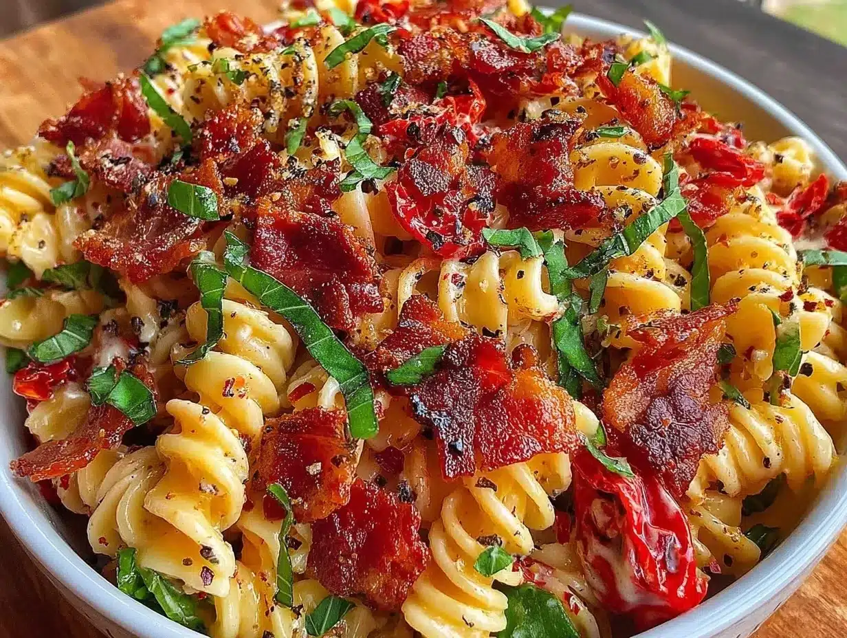 Creamy Sun-Dried Tomato BLT Pasta Salad preparation steps
