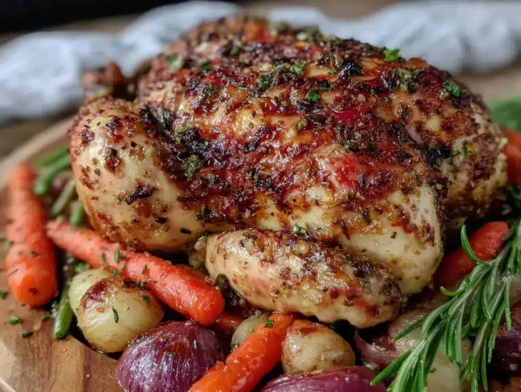 crispy lemon herb roast chicken - featured image